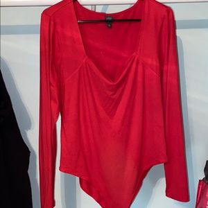 Bright Red Wild Fable Bodysuit Cute Chest Detail